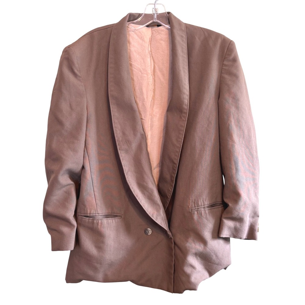 Michael James Vintage 80s Oversized Shawl Lapel Blazer Mauve Brown Womens XL USA